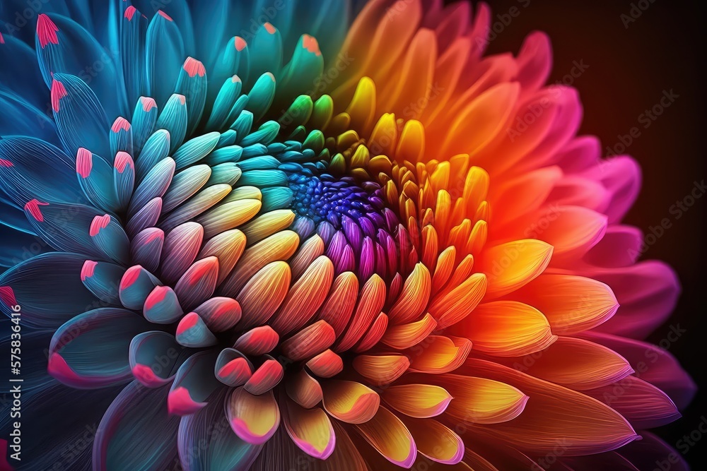 Colorful flower closeup. Generative AI Colorful flower closeup. Generative AI