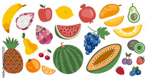 Fototapeta Naklejka Na Ścianę i Meble -  Set of doodle fruit