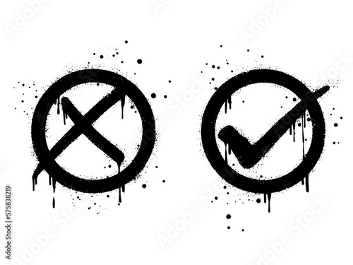 Check sign. Spray painted graffiti check mark in black over white. isolated on white background. vector illustration