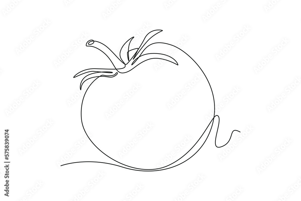Single one line drawing tomato. Vegetable concept. Continuous line draw design graphic vector illustration. Single one line drawing tomato. Vegetable concept. Continuous line draw design graphic vector illustration.