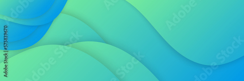 Modern Blue and Green Banner with Geometric Design