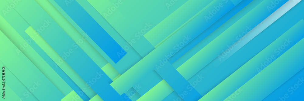 Obraz premium Zen-like Blue and Green Banner with Wide Composition