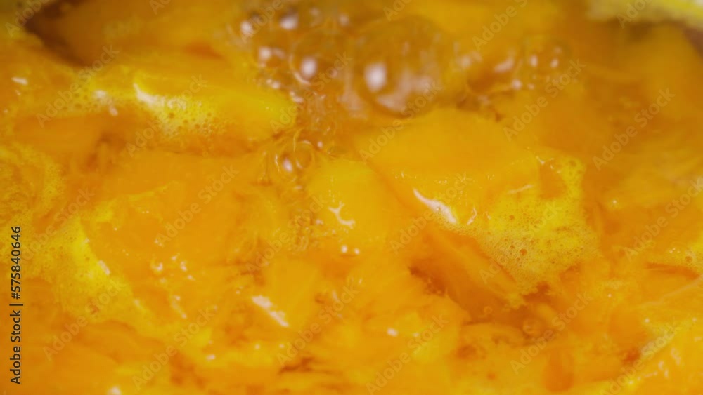 Slices, pumpkin in boiling water in a pot. Cooking healthy, vegetables. Soft focus. Slices, pumpkin in boiling water in a pot. Cooking healthy, vegetables. Soft focus.