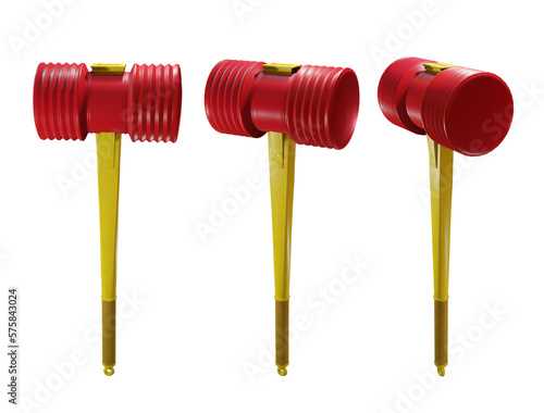 Canvas-taulu 3d rendering of elastic hammer toy bouncing perspective view