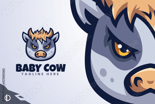 Baby Cow - Mascot & Esport logo template, All elements in this template are editable