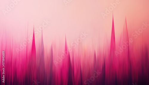 Digital feather art. Blurred pattern. Color gradient. Pink textured strokes similar defocused grass shape on sunset illustration light salmon background.