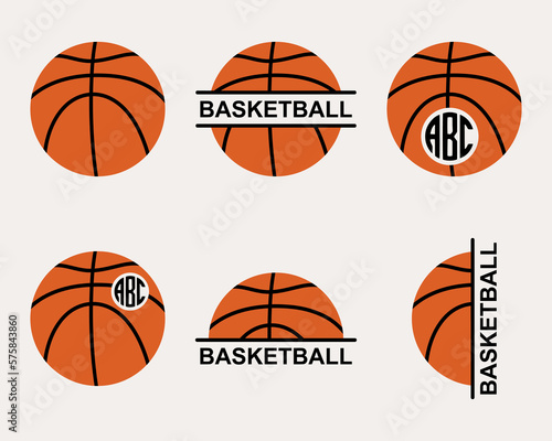 Basketball ball monogram frame. Silhouette vector illustration.