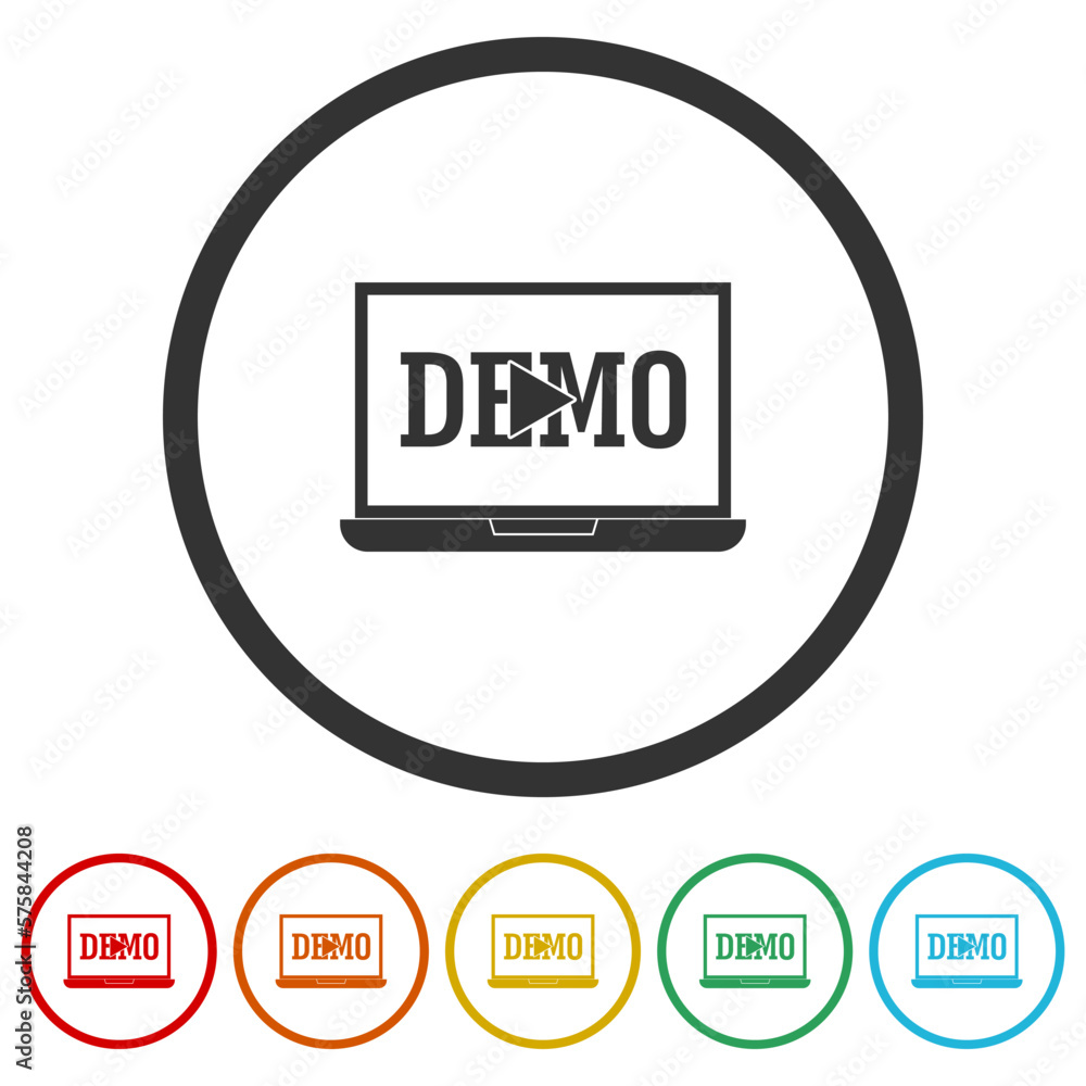 Demostration icons in color circle buttons Demostration icons in color circle buttons