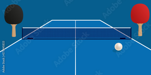 Template for poster, card, or ticket. Racket for table tennis and ball. Vector illustration.