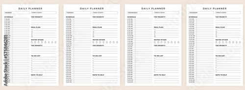 Daily Personal Planner Bundle. Minimalist planner pages templates.