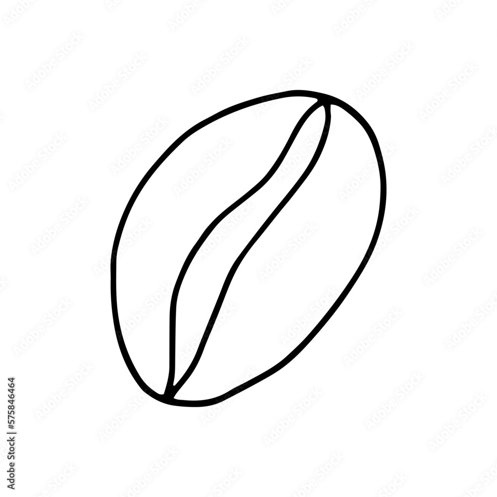 coffee bean hand drawn in doodle style. Suitable for icon, sticker, packaging decor. minimalism, monochrome, Scandinavian coffee bean hand drawn in doodle style. Suitable for icon, sticker, packaging decor. minimalism, monochrome, Scandinavian