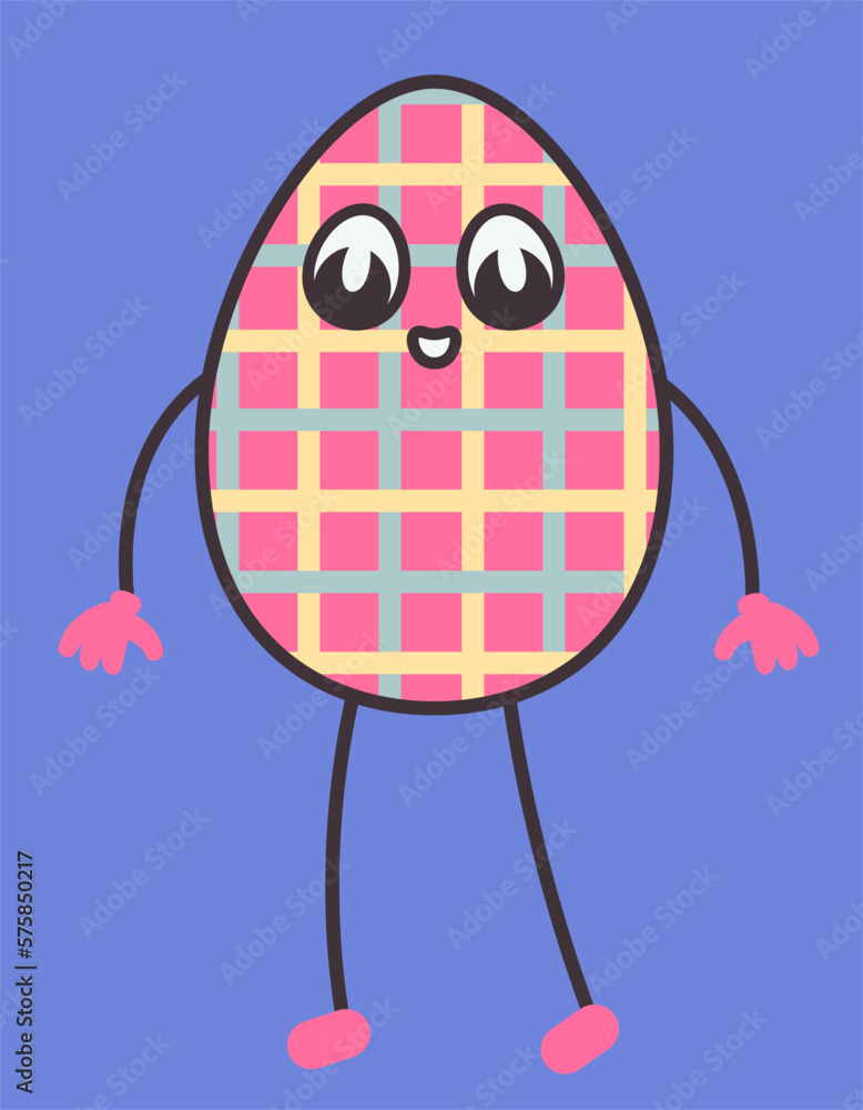 Standing Easter egg. Holiday character in cartoon style. Standing Easter egg. Holiday character in cartoon style.
