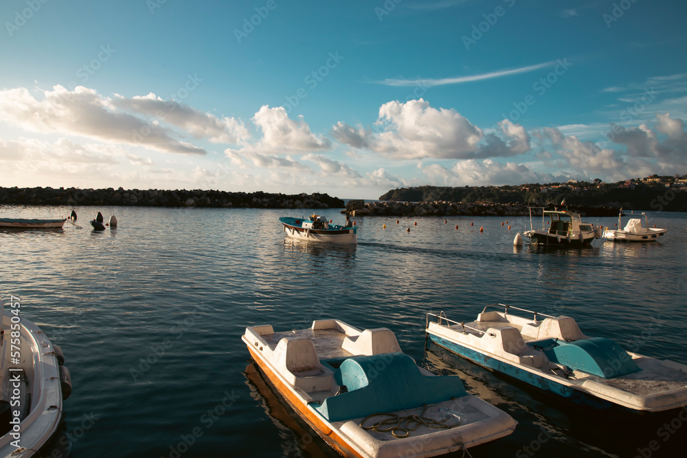 Beautiful fishing village, Marina Corricella on Procida Island, Bay of Naples, Italy.