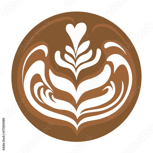 Wing Tulip Latte art Coffee Logo Design on white background, Vector illustration