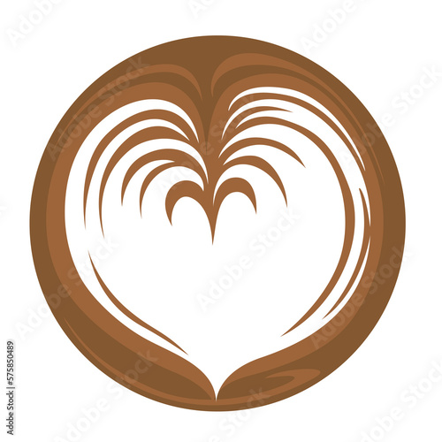 Heart Latte art Coffee Logo Design on white background, Vector illustration