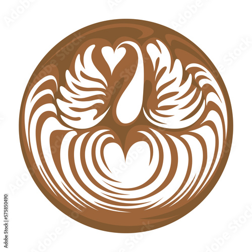 Swan Latte art Coffee Logo Design on white background, Vector illustration