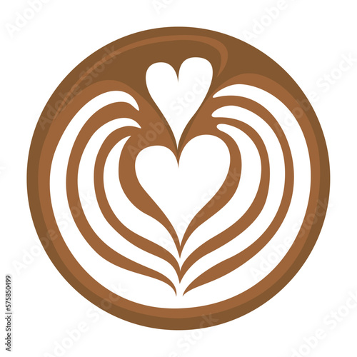 Wing Tulip Latte art Coffee Logo Design on white background, Vector illustration