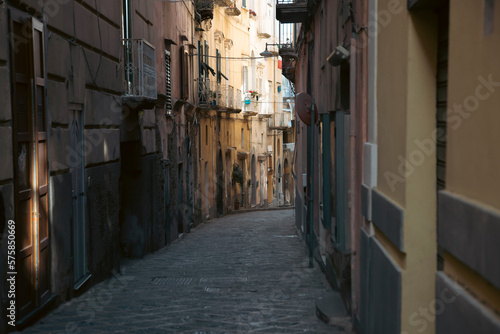 Colorful houses and tiny narrow streets on Procida Island, Italy. © erika8213