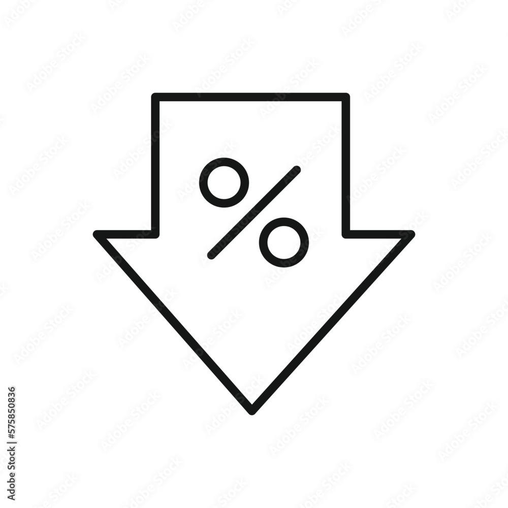 Editable Icon of Discount arrow Percent, Vector illustration isolated on white background. using for Presentation, website or mobile app Editable Icon of Discount arrow Percent, Vector illustration isolated on white background. using for Presentation, website or mobile app