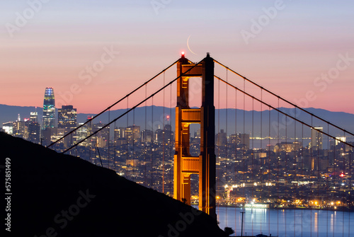 Crescent Moonrise at Golden Gate Bridge