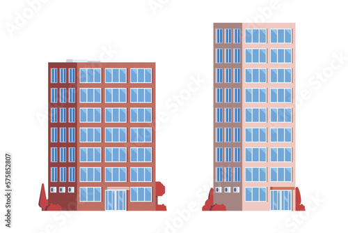 Vector elements representing high rise buildings for city illustration