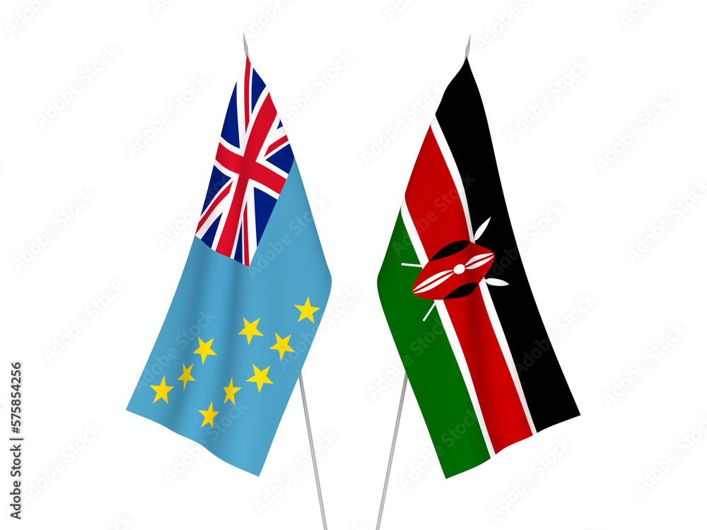Obraz premium Kenya and Tuvalu flags