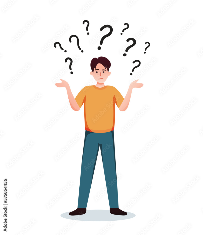 man in doubt question marks vector illustration
man in doubt question marks vector illustration