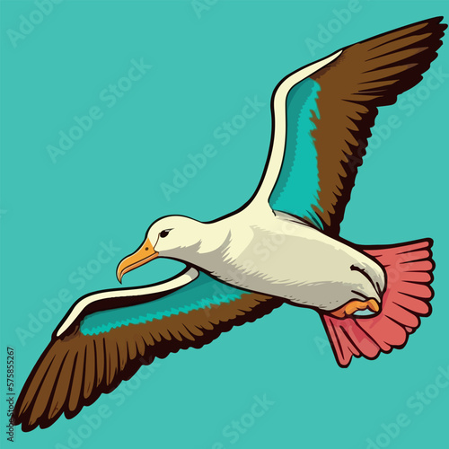 Colorful flying albatross pop art style vector illustration