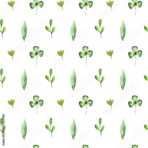 Simple watercolor seamless pattern with fresh greenery. Floral design. Botanical print. Hand drawn illustration. Spring design for Easter decor  fabric  textile  wallpaper  wrapper  card