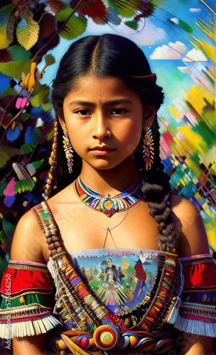 beautiful pretty native american girl - generative ai