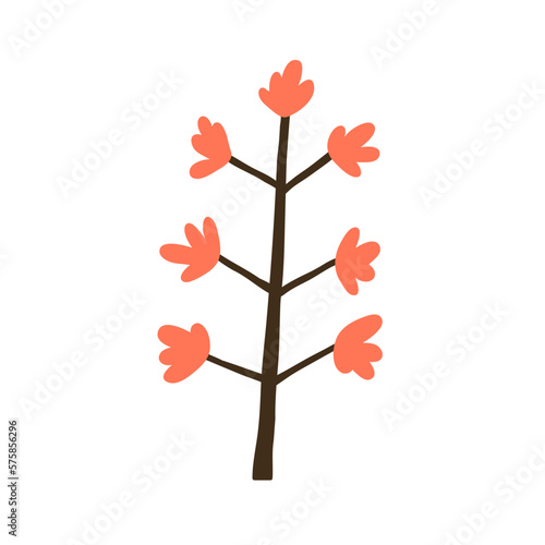 Abstract childish tree, fiction plant in naive primitive doodle style. Trunk ...