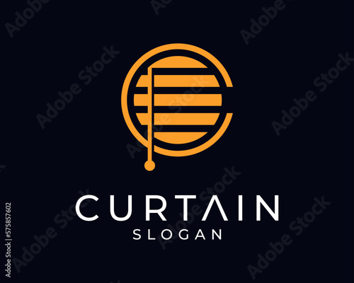 Letter C Initials Curtain Interior Fabric Textile Drape Round Simple Minimalist Vector Logo Design