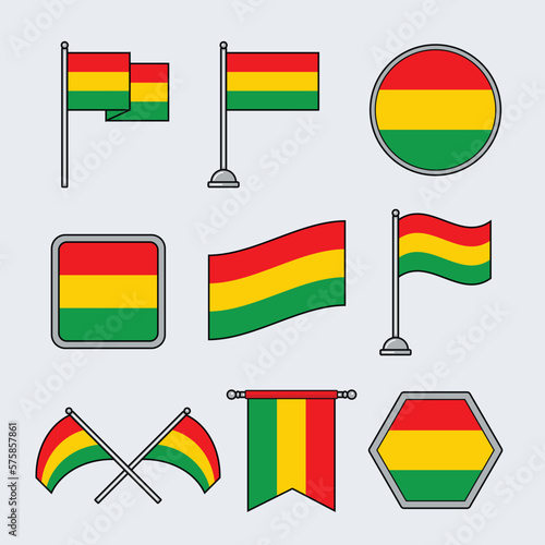 vector hand drawn flat design bolivia national emblems with outline