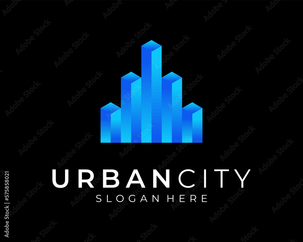 Fototapeta premium Urban City Building Skyscraper Architecture Metropolis Luxury Modern Colorful Vector Logo Design
