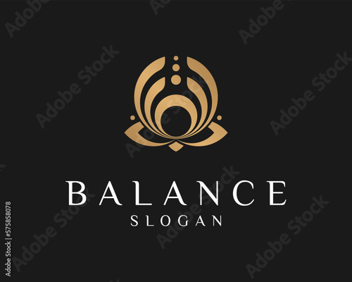 Luxury Chakra Meditation Soul Spiritual Healing Balance Life Flower Lotus Golden Vector Logo Design
