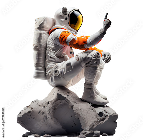 Astronaut spaceman illustration space station in outer space. Astronauts wear full spacesuits for space operations. Generative AI. 