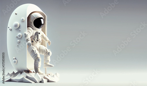 Astronaut spaceman illustration space station in outer space. Astronauts wear full spacesuits for space operations. Generative AI.  