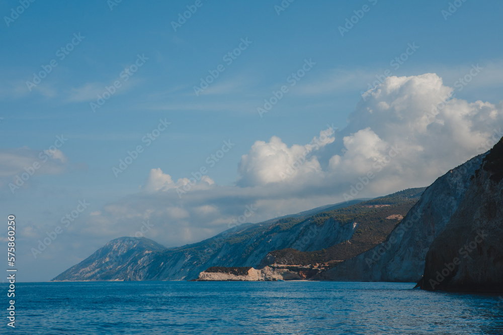 sea view of lefkada island sunny summer day