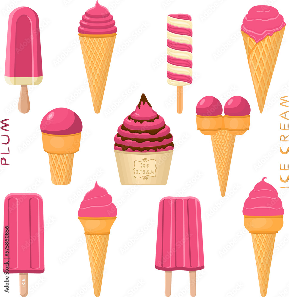 Big set various sweet tasty natural ice cream Big set various sweet tasty natural ice cream