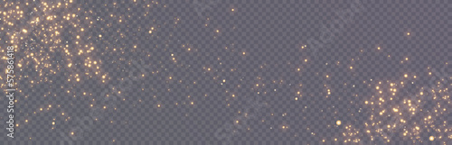 Golden glitter.Light effect.Glittering particles background. Gold dust on a transparent background.