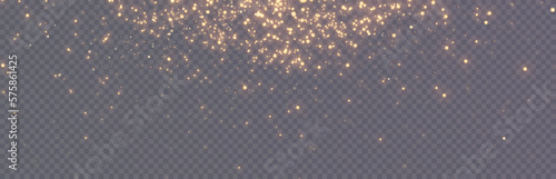 Golden glitter.Light effect.Glittering particles background. Gold dust on a transparent background.
