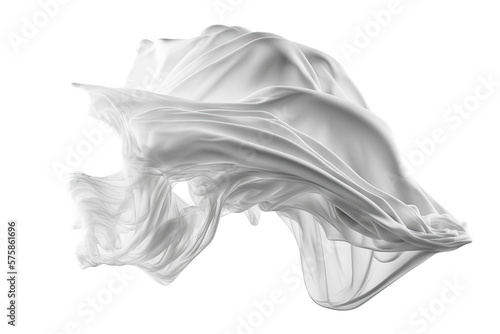White abstract silk fabric in the air. Generative AI