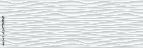 White wave pattern background with seamless wave wall texture. Vector trendy ripple wave wallpaper interior decoration or seamless 3d geometry design