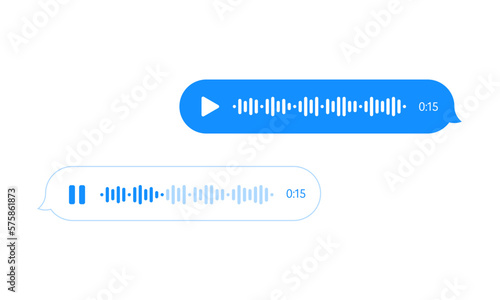 Voice message bubble, audio chat UI UX interface, vector messenger voice record. Voice message audio record or messenger chat bubbles for mobile phone