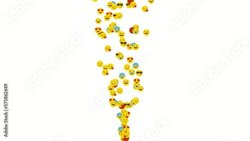 Fountain of Social Media Icons Rising Up on a White Background