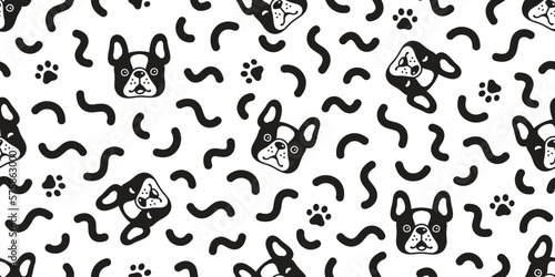 dog seamless pattern doodle french bulldog head face vector cartoon gift wrapping paper tile background repeat wallpaper scarf isolated illustration design