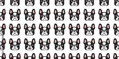 dog seamless pattern french bulldog emotion face head vector pet smile puppy breed cartoon repeat wallpaper doodle tile background illustration scarf design isolated