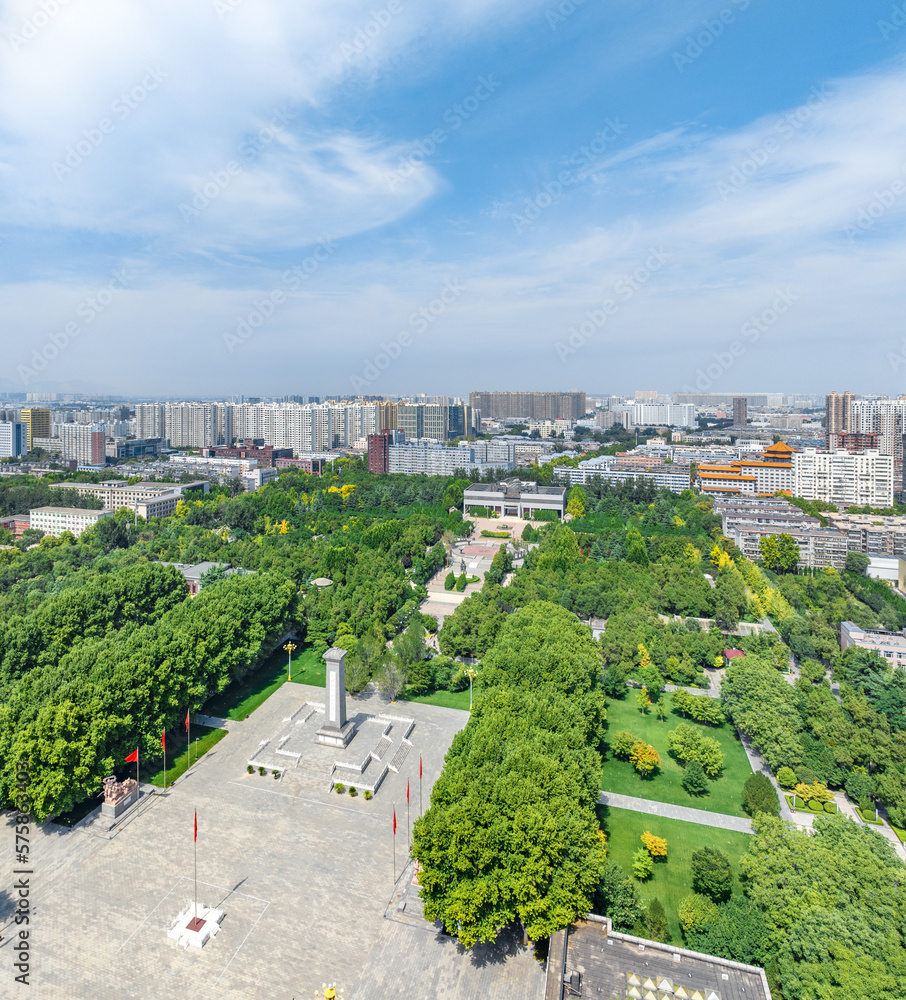 Aerial photography of Martyrs Cemetery and North China Revolutionary War Memorial Hall of North China Military Region, Shijiazhuang City, Hebei Province, China Aerial photography of Martyrs Cemetery and North China Revolutionary War Memorial Hall of North China Military Region, Shijiazhuang City, Hebei Province, China