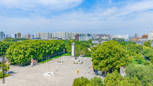 Aerial photography of Martyrs Cemetery and North China Revolutionary War Memorial Hall of North China Military Region, Shijiazhuang City, Hebei Province, China © Changyu