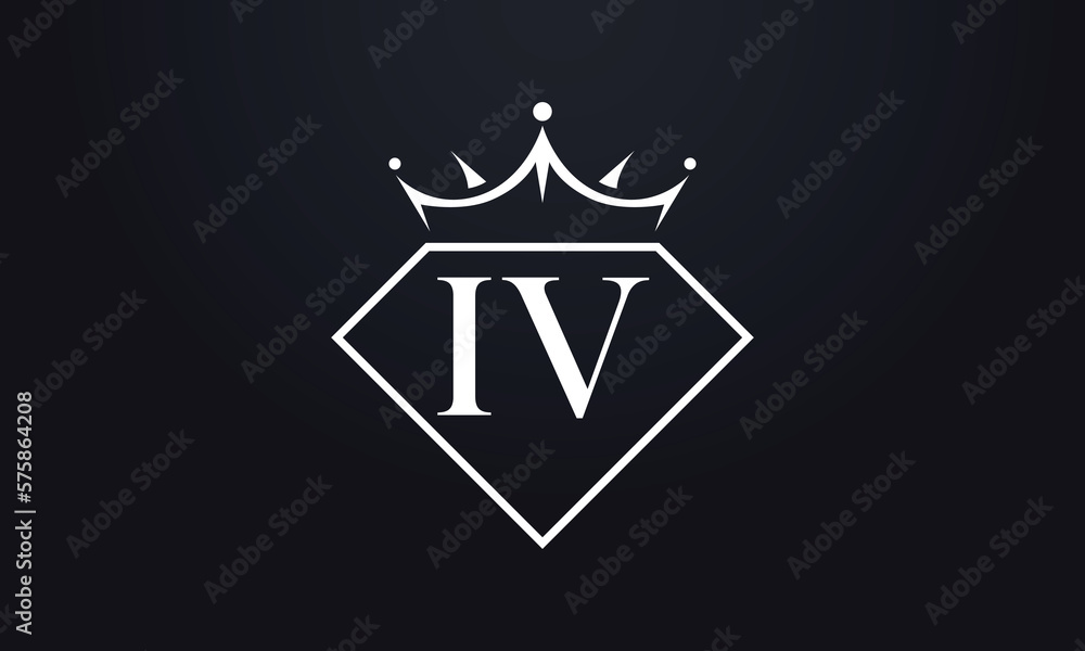 Diamond crown vector. Luxury queen logo for jewelry vector with letters